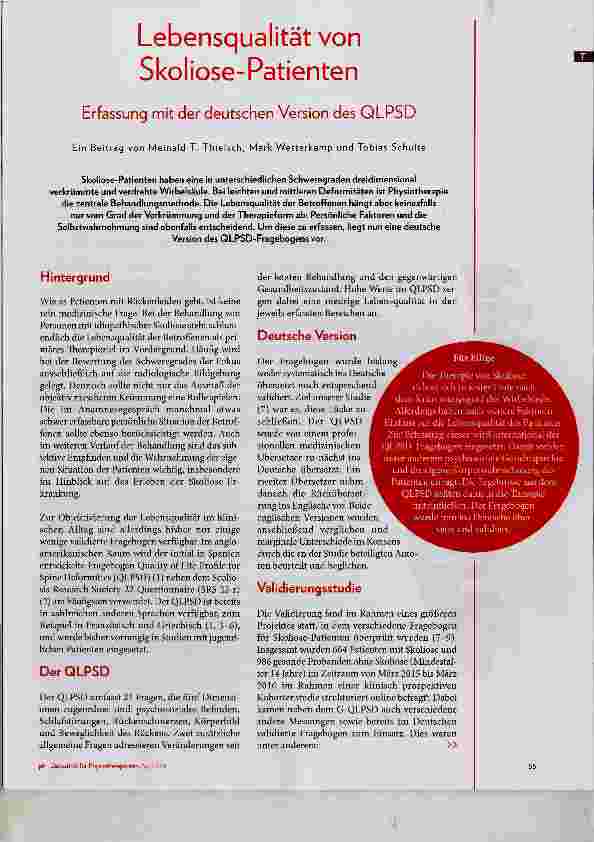 Vorschauseite 1: Lebensqualität von Skoliose-Patienten