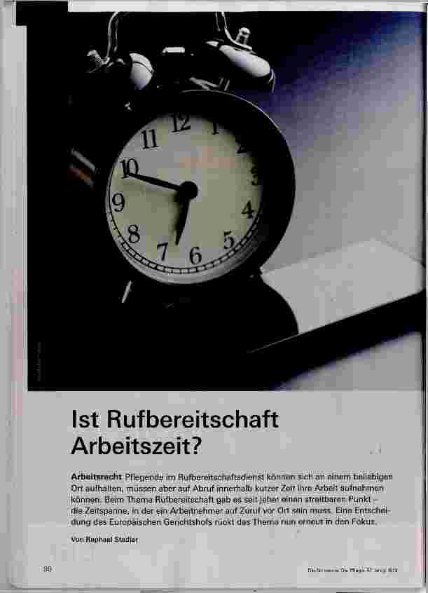 Vorschauseite 1: Ist Rufbereitschaft Arbeitszeit?
