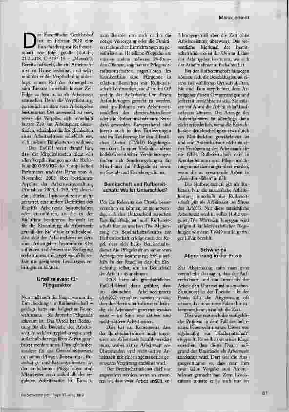 Vorschauseite 2: Ist Rufbereitschaft Arbeitszeit?