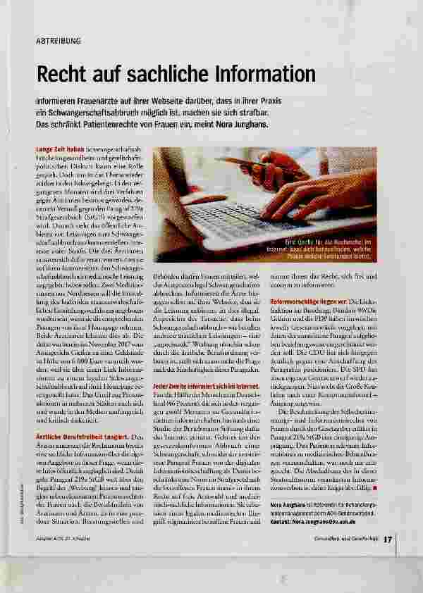 Vorschauseite 1: Recht auf sachliche Information