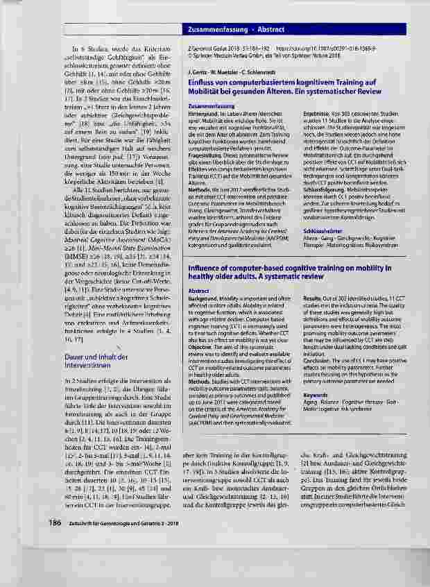 Vorschauseite 3: Einfluss von computerbasiertem kognitivem Training auf Mobilität bei gesunden Älteren