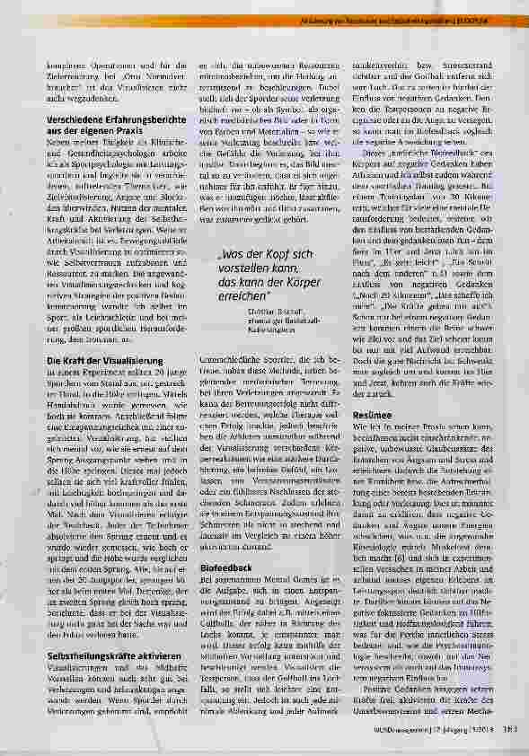 Vorschauseite 2: Durch mentale Vorstellungskraft Ressourcen des Körpers und Selbsthellungskräfte aktivieren ein Exkurs in die Sportpsychologie und die Kraft der Gedanken