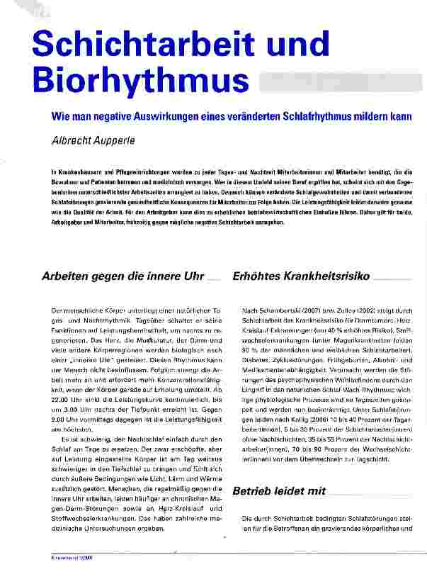 Vorschauseite 1: Schichtarbeit und Biorhythmus