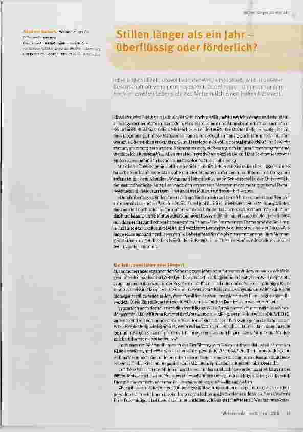 Vorschauseite 1: stillen länger als ein Jahr überflüssig oder förderlich?