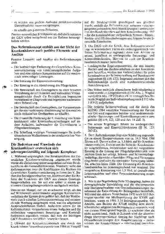 Vorschauseite 2: Krankenhauspolitische Aspekte der Strukturreform des Gesundheitswesens
