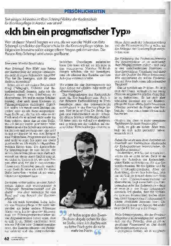 Vorschauseite 1: Ich bin ein pragmatischer Typ Interview mit Rektor Schrimpf Reto