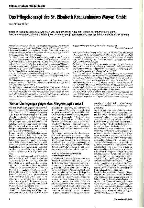 Vorschauseite 1: Das Pflegekonzept des St. Elisabeth Krankenhauses Mayen GmbH