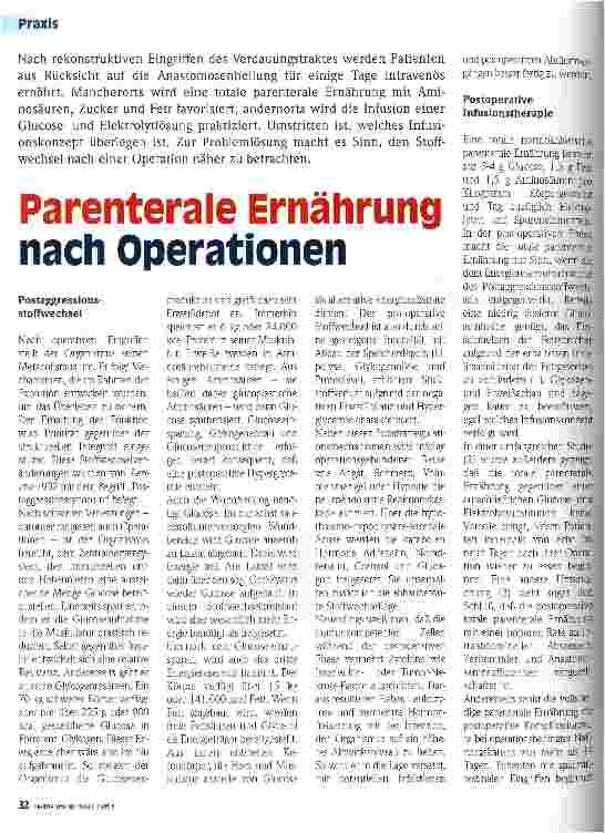 Vorschauseite 1: Parenterale Ernährung nach Operationen