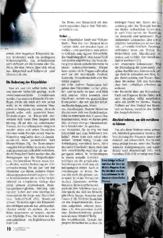 Vorschauseite 3: Aussöhnung mit dem versehrten Körperbild Körperliche Auswirkungen von Krebs und dessen Behandlung