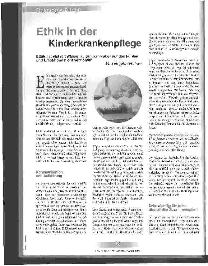 Vorschauseite 1: Ethik in der Kinderkrankenpflege
