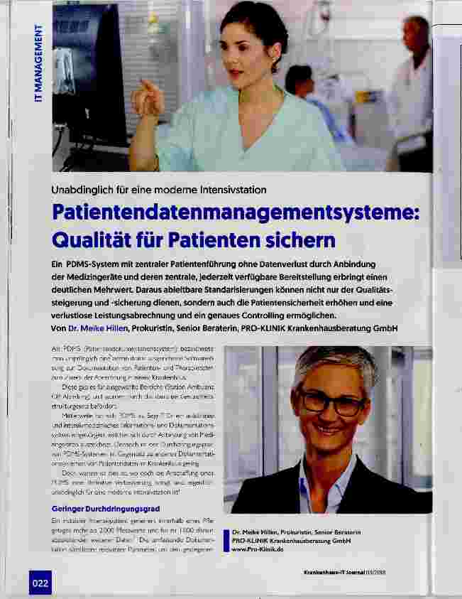 Vorschauseite 1: Patientendatenmanagementsysteme: Qualität für Patienten sichern