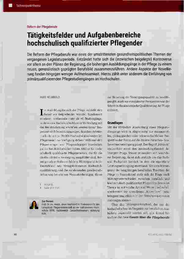 Vorschauseite 1: Tätigkeitsfelder und Aufgabenbereiche hochschulisch qualifizierter Pflegender
