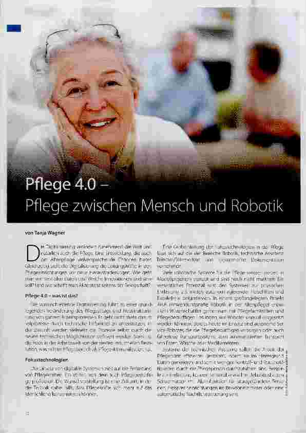 Vorschauseite 1: Pflege 4.0 Pflege zwischen Mensch und Robotik