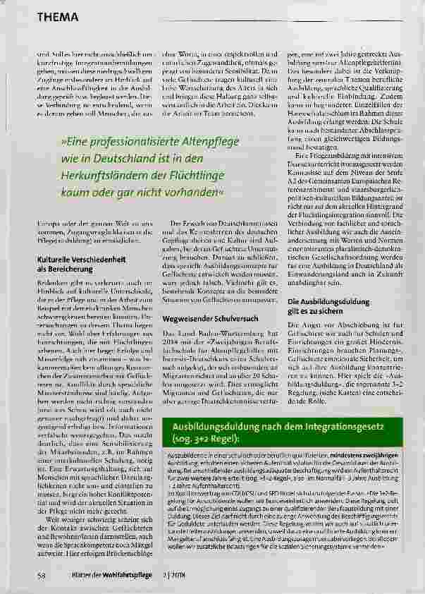 Vorschauseite 2: Geflüchtete in Pflegeberufen