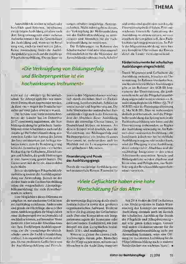 Vorschauseite 3: Geflüchtete in Pflegeberufen