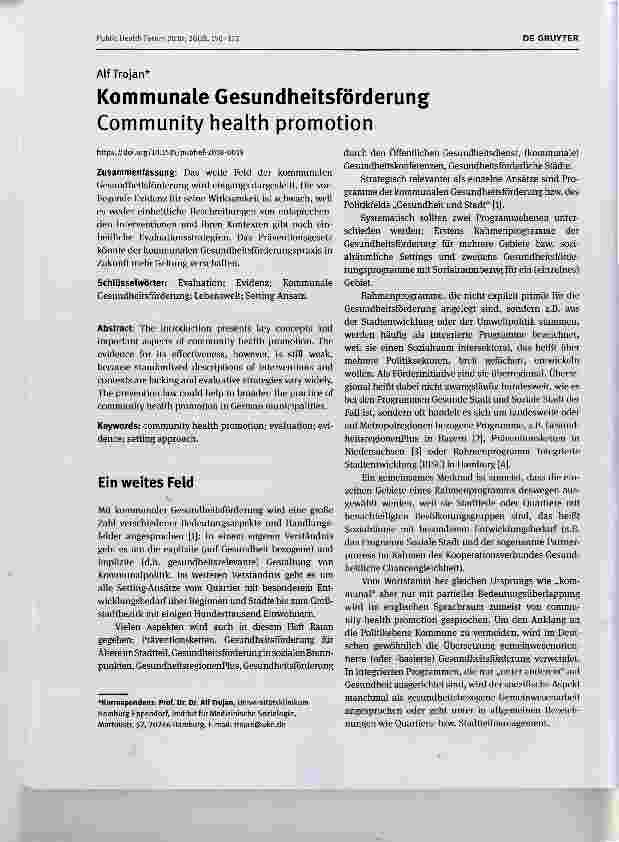 Vorschauseite 1: Kommunale Gesundheitsförderung