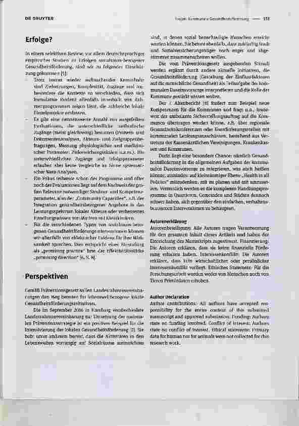 Vorschauseite 2: Kommunale Gesundheitsförderung