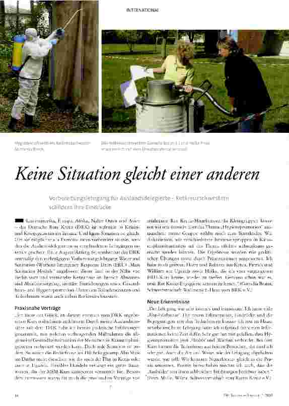 Vorschauseite 1: Keine Situation gleicht einer anderen Vorbereitungslehrgang für Auslandsdelegierte - Rotkreuzschwestern schildern ihre Eindrücke