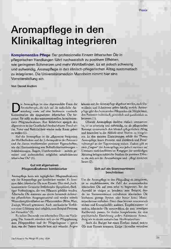 Vorschauseite 1: Aromapflege in den Klinikalltag integrieren