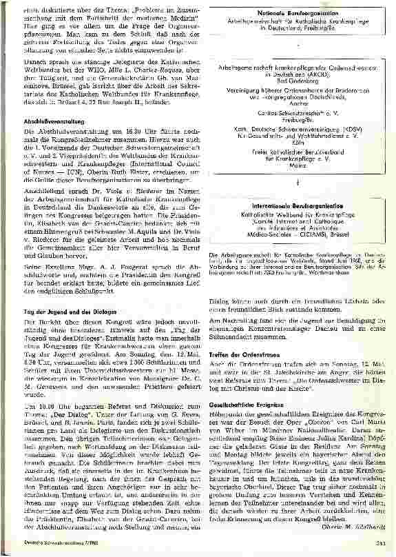 Vorschauseite 4: Menschenrechte und Gesundheit in der Welt Europakongreß des Katholischen Weltbundes für Krankenpflege