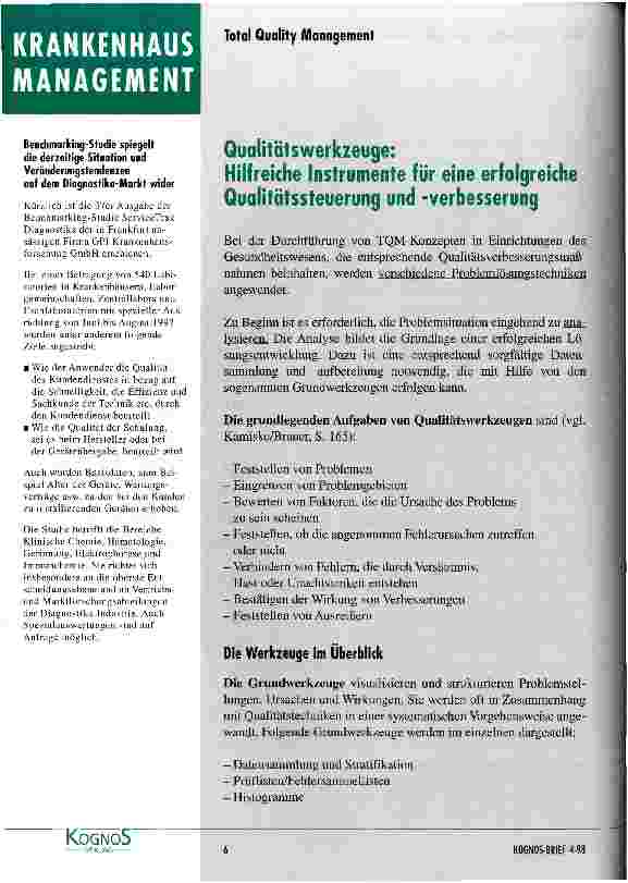 Vorschauseite 1: Qualitätswerkzeuge: Hilfreiche Instrumente für eine erfolgreiche Qualitätssteuerung und -verbesserung