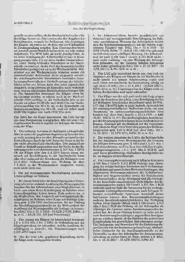 Vorschauseite 2: SGB IX § 84 Abs. 2; GewO § 106 Satz 1; BGB §315 Betriebliches Eingliederungsmanagement Weisungsrecht des Arbeitgebers