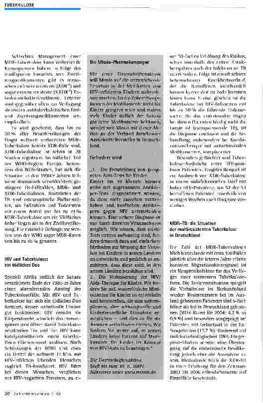 Vorschauseite 3: Tuberkulose — Die Situation in der dritten Welt