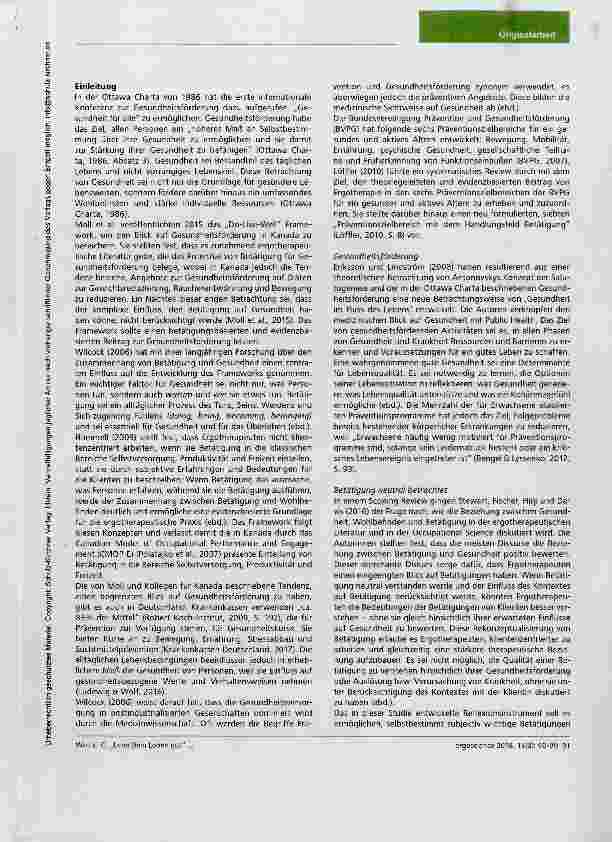Vorschauseite 2: „Lebe dein Leben gut Entwicklung eines Reflexionsinstrumentes für Gesundheitsförderung in Anlehnung an das kanadische „Do-Live-Well Framework (Moll et al., 2015)