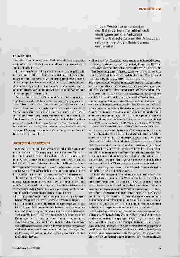 Vorschauseite 2: Versorgungsdiagnosen: Lebensund Versorgungslandschaften am Lebensende