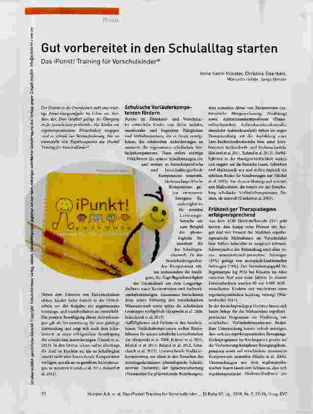 Vorschauseite 1: Gut vorbereitet in den Schulalltag starten Das iPunkt! Training für Vorschulkinder®