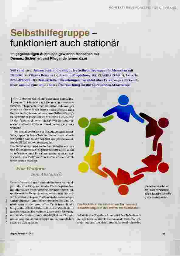 Vorschauseite 1: Selbsthilfegruppe funktioniert auch stationär