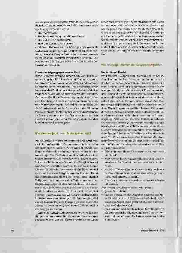 Vorschauseite 2: Selbsthilfegruppe funktioniert auch stationär