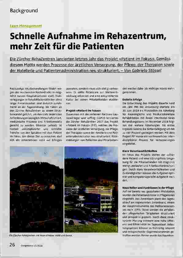 Vorschauseite 1: Schnelle Aufnahme im Rehazentrum, mehr Zeit für die Patienten