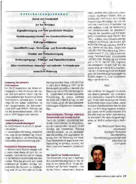 Vorschauseite 2: Die GmbH als Gesellschaftsform für Pflegedienste?!