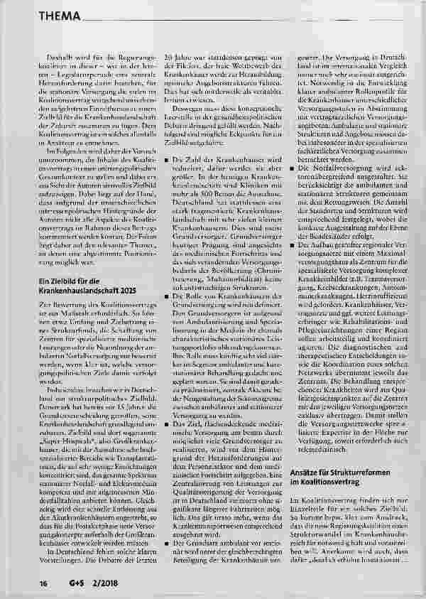 Vorschauseite 2: Krankenhauspolitik im neuen Koalitionsvertrag: Wohin geht die ordnungspolitische Reise?