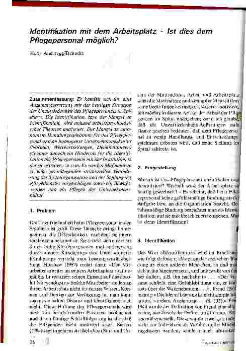 Vorschauseite 1: Identifikation mit dem Arbeitsplatz - Ist dies dem? Pflegepersonal möglich?