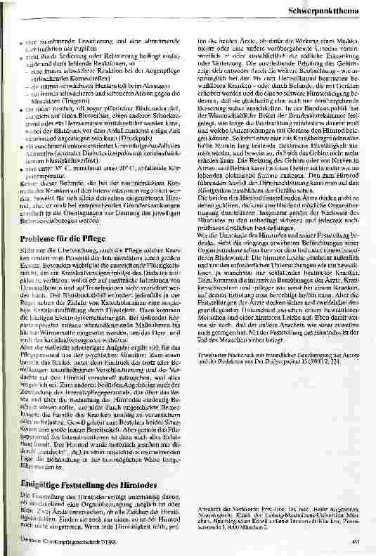 Vorschauseite 2: Wesen und Feststellung des Hirntodes