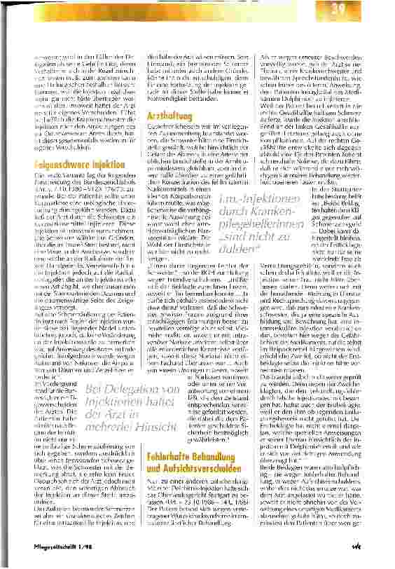 Vorschauseite 2: Der Gesetzgeber läßt auf eine Regelung warten Spritzenschäden