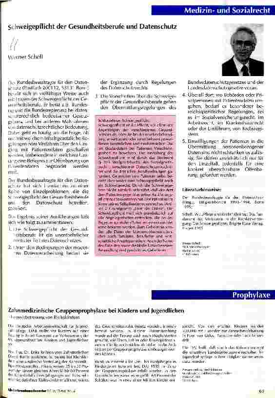 Vorschauseite 1: Schweigepflicht der Gesundheitsberufe und Datenschutz