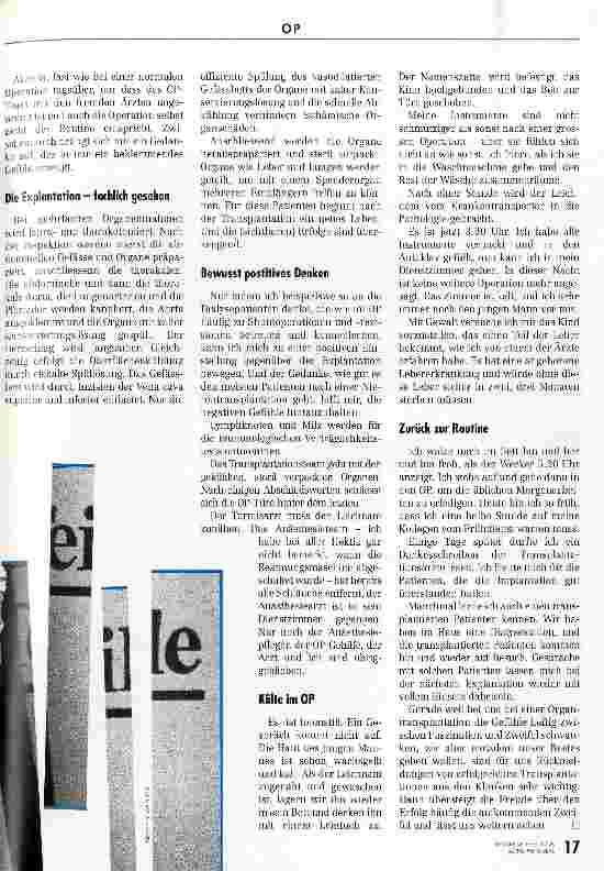 Vorschauseite 2: Protokoll einer nächtlichen Explantation Transplantationsmedizin