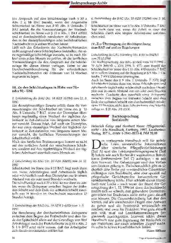 Vorschauseite 2: Rechtsprechung zu Wechselschichtund Schichtzulagen