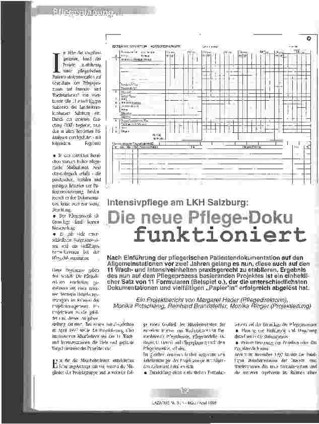 Vorschauseite 1: Die neue Pflege-Doku funktioniert Intensivpflege am LKH Salzburg