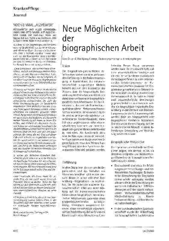 Vorschauseite 1: Neue Möglichkeiten der biographischen Arbeit