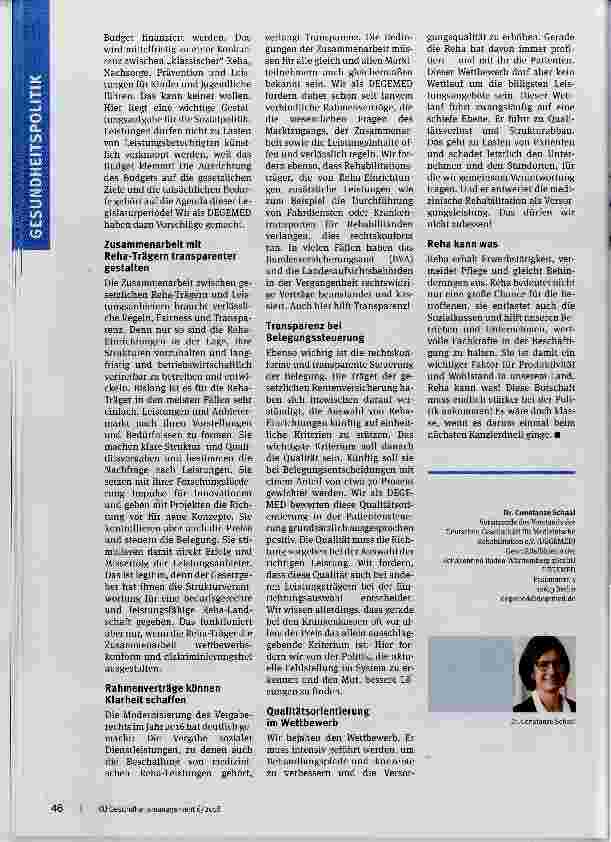 Vorschauseite 3: Reha kann was braucht aber mehr Transparenz