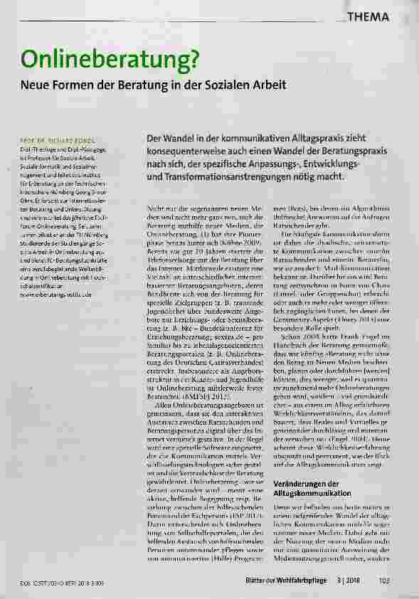 Vorschauseite 1: Onlineberatung? Neue Formen der Beratung in der Sozialen Arbeit