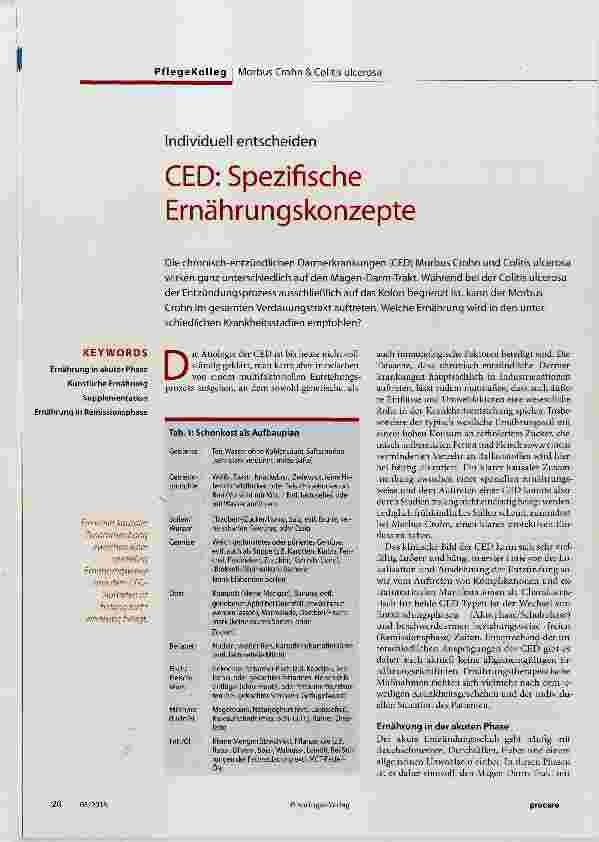 Vorschauseite 1: CED; Spezifische Ernährungskonzepte