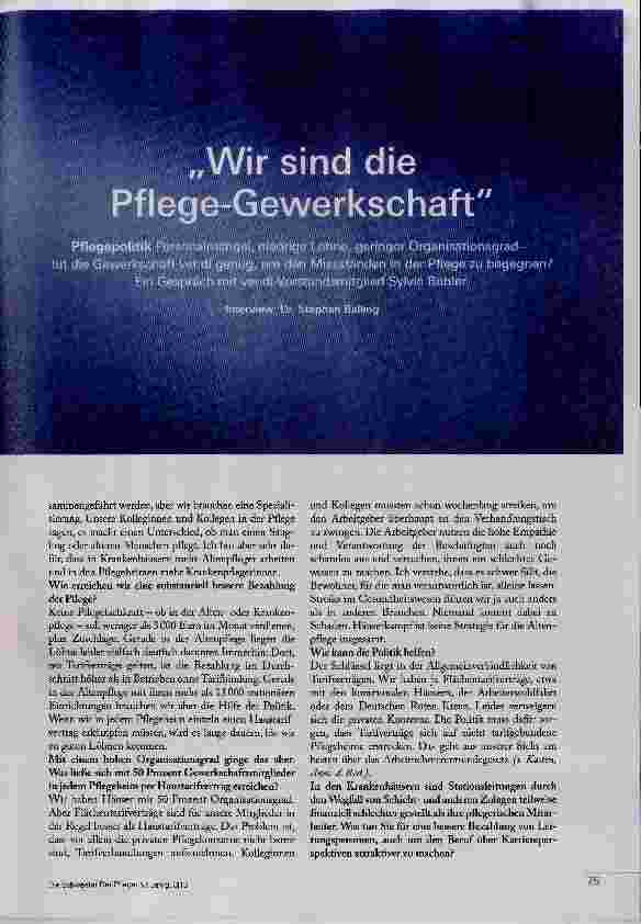 Vorschauseite 2: „Wir sind die Pflege-Gewerkschaft