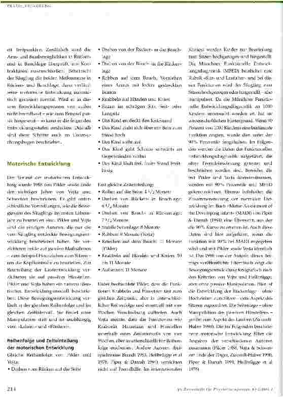 Vorschauseite 2: Physiotherapeutischer Untersuchungsbogen zur Bewegungsentwicklung im ersten Lebensjahr