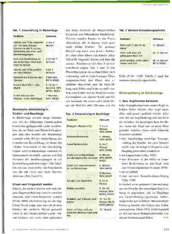 Vorschauseite 3: Physiotherapeutischer Untersuchungsbogen zur Bewegungsentwicklung im ersten Lebensjahr
