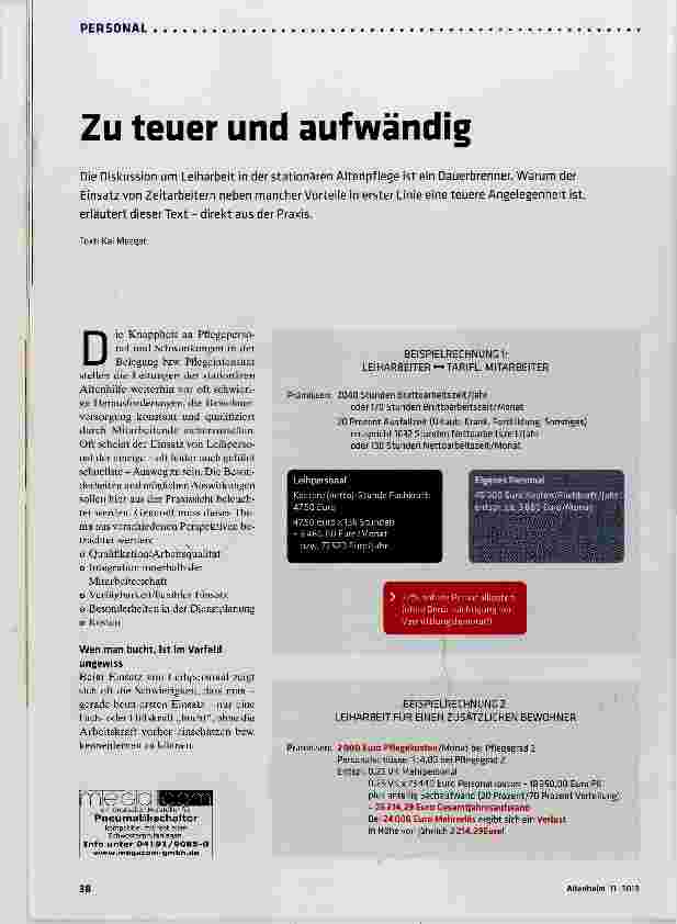Vorschauseite 1: Zu teuer und aufwändig